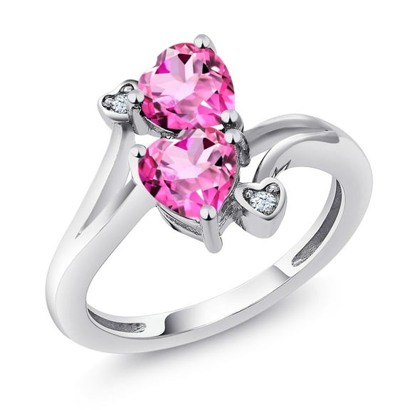 Gem Stone King 925 Sterling Silver Pink Mystic Topaz Ring for Women (1.93 Cttw, Heart Shape 6MM, Gemstone Birthstone, Size 6)