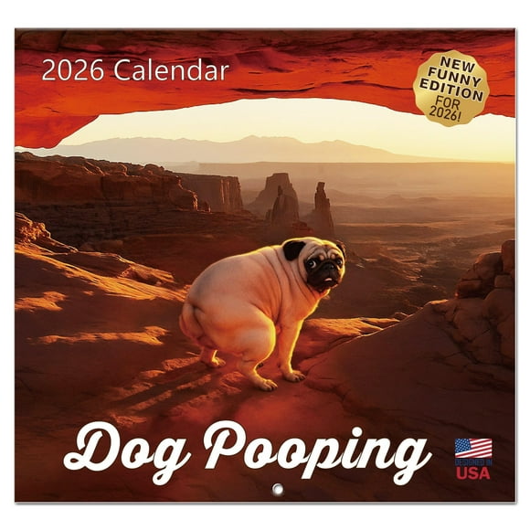 Calendario HiFulerr Perro Haciendo Caca 2026 30x30 cm Regalo Divertido