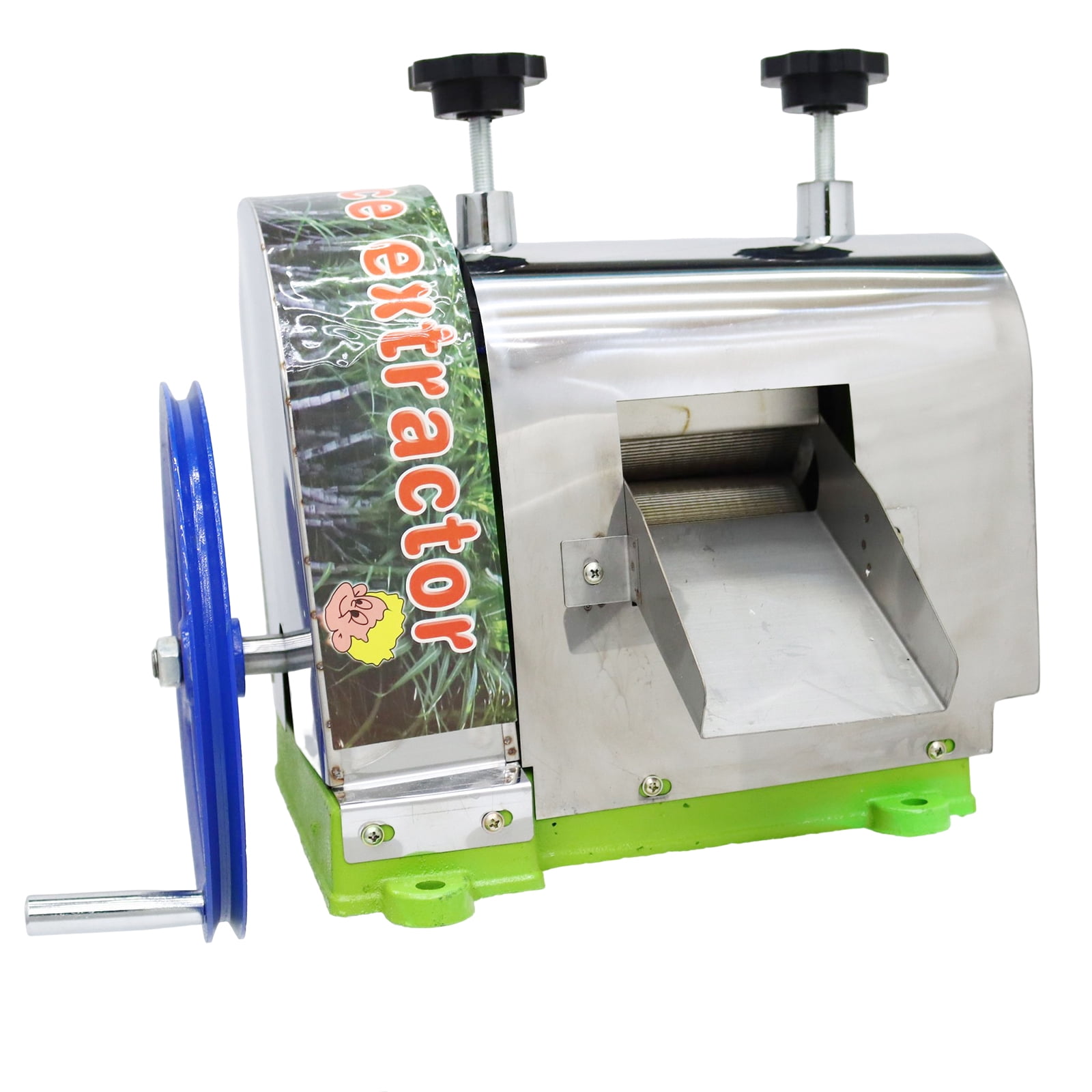 PreAsion Sugar Cane Pess Juicer Machine Manual Sugarcane Juice Extractor Stainless Steel Shell with 2 Knives