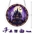 thumbnail image 3 of Halloween Window Decorations, Acrylic Suncatcher Hanging Ornament, Moon Bat Spooky Castle Print Home Wall Art Decor for Living Room Bedroom Holiday Party, 7.87 in, 3 of 7