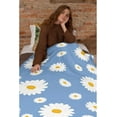 thumbnail image 6 of Floral Daisy Flowers Blue Flannel Throw Blanket Gifts Warm Cozy Soft Funny Print Blankets for Summer Room Decoration Bed Couch Sofa 80\u201d×60\u201d Large for Adult, 6 of 6