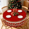 thumbnail image 2 of Red Christmas Poinsettia Round Tablecloth 70 Inch,Stain‑Resistant Table Cover for Holiday Dinner Home Kitchen Decor, 2 of 6
