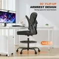 thumbnail image 4 of Ergonomic Drafting Chair, Tall Office Chair with Flip-up Armrests, Breathable Mesh High Desk Chair with Lumbar Support Adjustable Footrest Ring for Standing Desk Black, 4 of 9