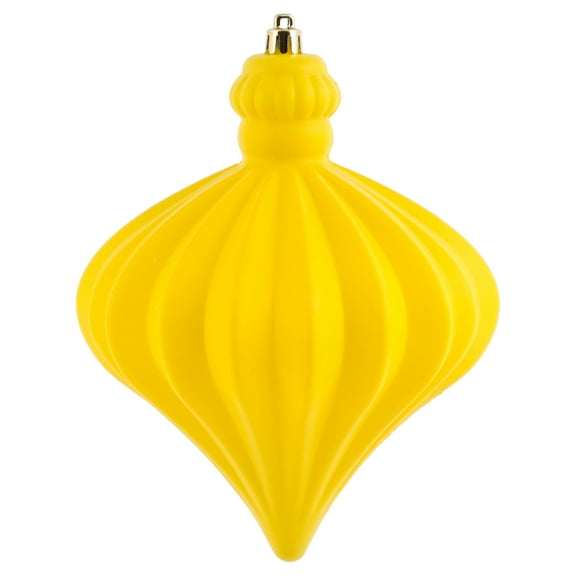 Vickerman 6" Yellow Matte Onion Drop Christmas Ornament, 4 per pack