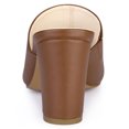 thumbnail image 2 of BLISSFUL STEP Women's Slip on Block Heel Slide Sandals Mules Brown 8, 2 of 8