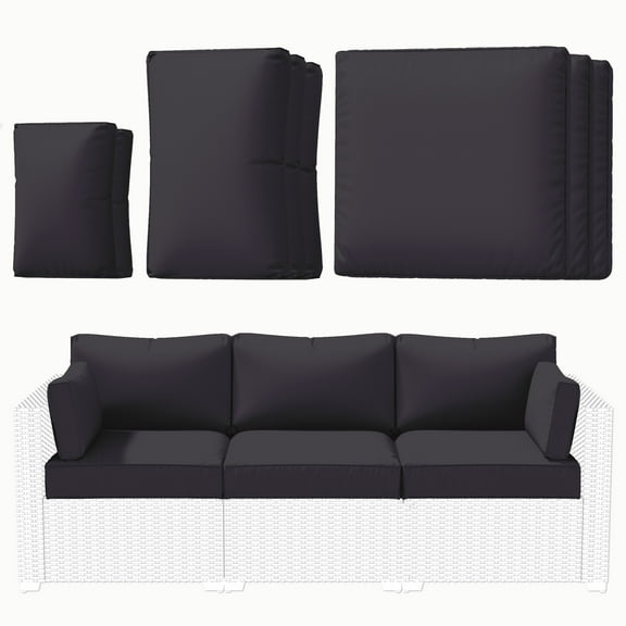 Kimunuk Outdoor Replacement Cushions for Patio Furniture, 4" Foam High-Density, 8-Piece Water-Resistant Outdoor Cushion for 3-Seat Sectional Patio Conversation Sets, Liner&Cover, Grey