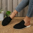 thumbnail image 5 of Black Flat Shoes For Women Slip On Mules Backless Loafers Solid Color Casual Shoes Soft Suede Material Comfortable Everyday Footwear Size 36, 5 of 9