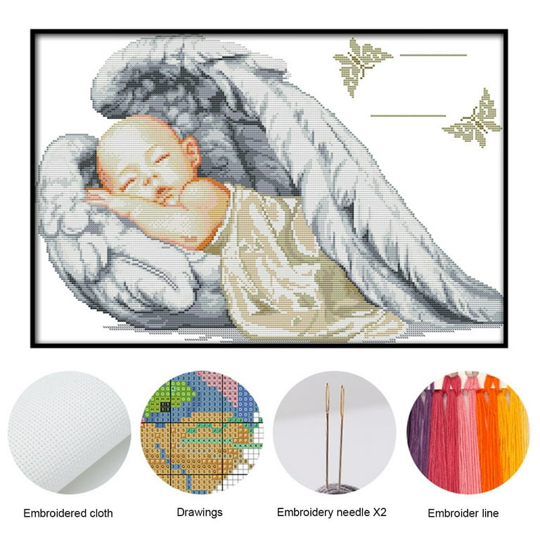 Baby Cross Stitch Smooth Tough Clear Print Colorful Bright Gloss Decorative  Eco Cotton Little Angel Birth Certificate Embroidery Kit Birthday Gift 
