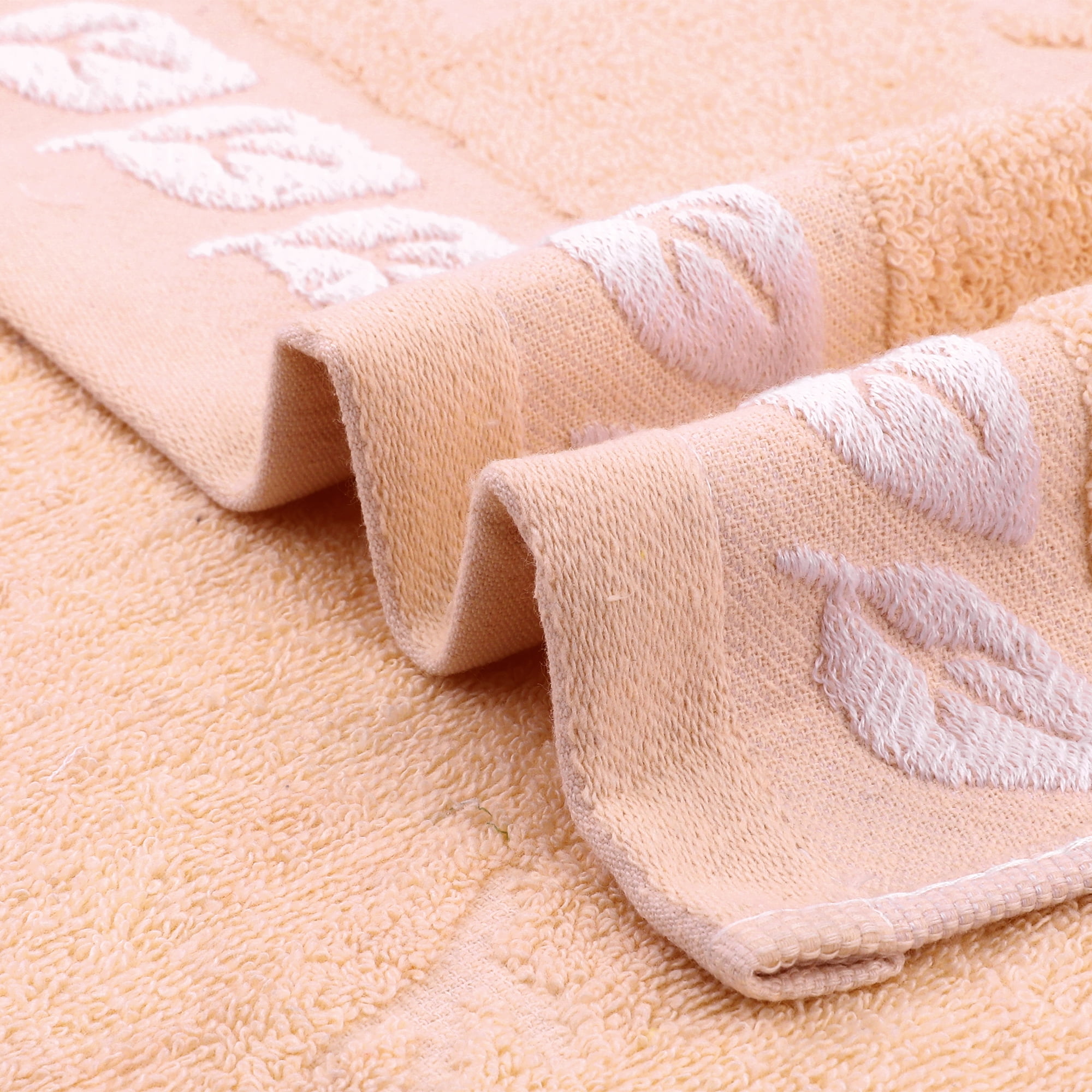 Unique Bargains Leaves Pattern Bathroom Hand Towels Soft Light Salmon 2-Piece