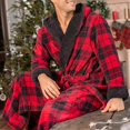 thumbnail image 2 of GFDYREE Men's Warm Fleece Robe with Hood, Plaid Big and Tall Bathrobe, 2 of 7