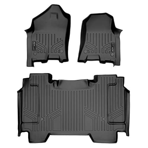 SMARTLINER Custom Fit Floor Mats 2 Row Liner Set Black for 2019 Ram 1500 Crew Cab with 1st Row Captain or Bench Seats