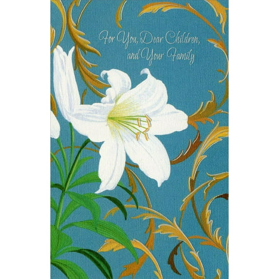Freedom Greetings Single White Tulip with Swirling Vines: Children & Family Easter Card