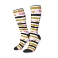 thumbnail image 2 of Daiia Sports Socks Gold Glittering Hearts and Flamingos Printed Novelty Crew Socks for Men Women Knee High Socks Cotton Socks Soft & Breathable Support Unisex Socks, 2 of 9