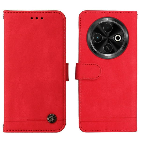 For TECNO Spark 30C 4G Wallet Case Skin-touch Leather Phone Cover Tree Pattern Hardware - Black