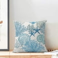 thumbnail image 3 of Navy Blue Summer Outdoor Coastal Pillow Covers 16x16 Inch Set of 2 Aqua Teal Seashell Starfish Coral Throw Pillows Ocean Themed Beach Nautical Decorative Cushion Cases for Couch Decorations, 3 of 6