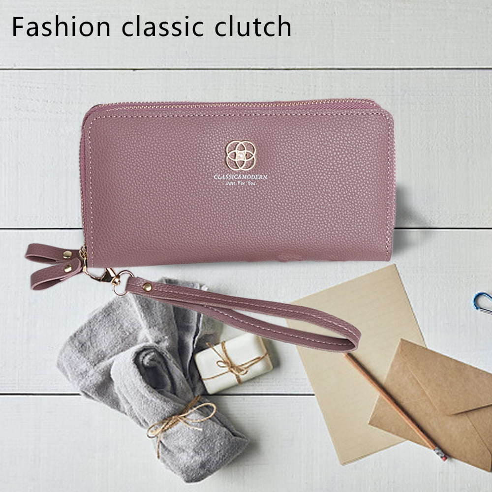 Utenwat Womens Wallets Large Capacity RFID Blocking Genuine Leather Wallet  for Women Zip Clutch Card Holder with Wristlet