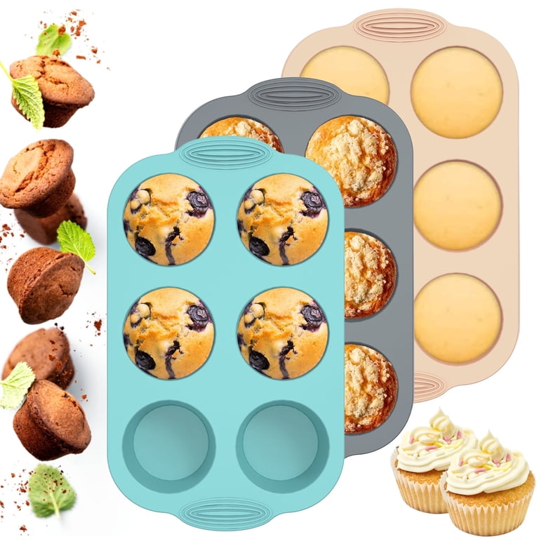Jetcloudlive 3-Piece Silicone Muffin Pan Set, 6-Cup photo 1