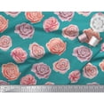 thumbnail image 2 of Soimoi Green Cotton Poplin Fabric Rose Floral Fabric Prints By Yard 56 Inch Wide, 2 of 3