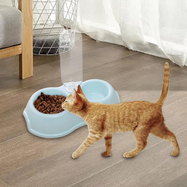Tazón doble para perros y gatos perfecl 2 en 1 botella de agua automática Azul