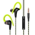 thumbnail image 2 of Seitruly Auriculares deportivos de 3,5mm con gancho para la oreja, auriculares estéreo impermeables para correr, auriculares portátiles para juegos con Cables de audio/vídeo Verde, 2 of 8