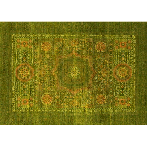 Ahgly Company Indoor Rectangle Abstract Yellow Modern Area Rugs, 2' x 5'
