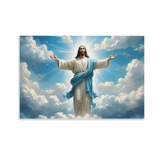 Happy Easter Wall Art Jesus Christ Ascension Poster (1) Savior Bible Canvas Print Room Aesthetic Poster Print Art Wall Painting Canvas Posters Gifts Modern Bedroom Decor 12x18inch(30x45cm)