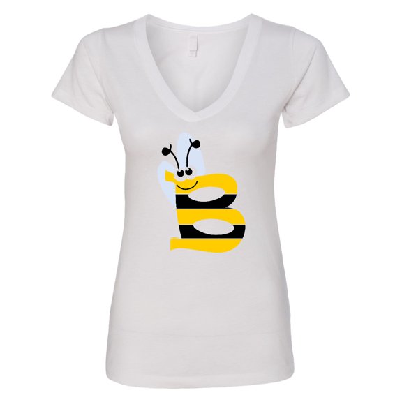Inktastic Cute Bee Initial B Women's V-Neck T-Shirt