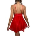 thumbnail image 4 of FASHIONWT Women Sexy Solid Sheer Lingerie Mini Dress See-through Babydoll Nightdress, 4 of 4