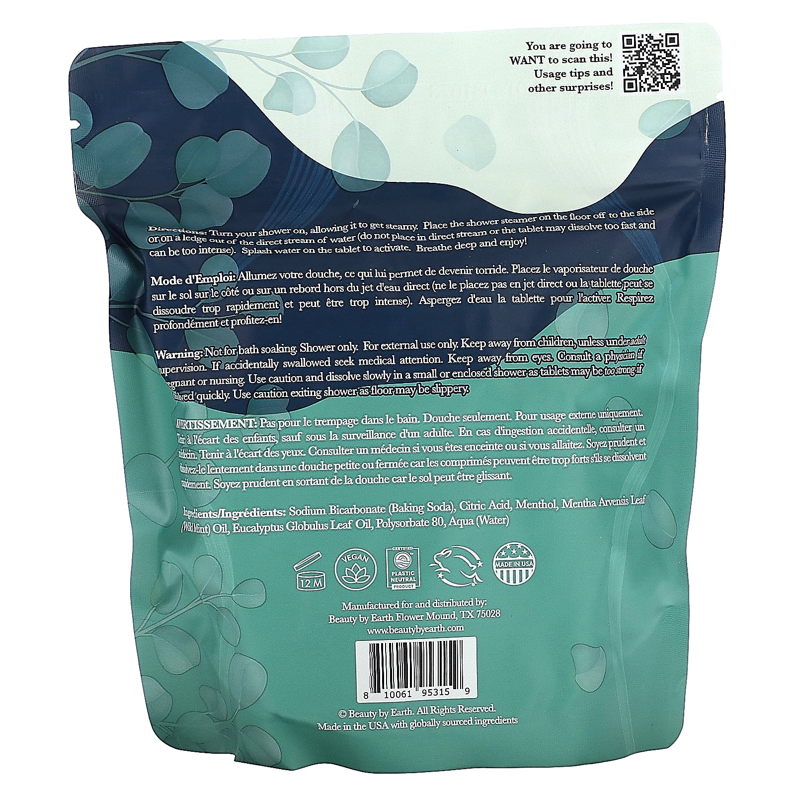 Beauty By Earth Breathe for Relief Shower Steamers, Eucalyptus Mint, 14 Tablets
