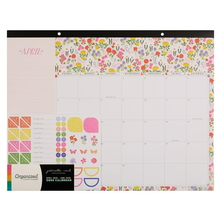 Organized by Happy Planner Monthly Large Desk Calendar (22" x 17") Bright Bouquet 15-Month April 2025-June 2026