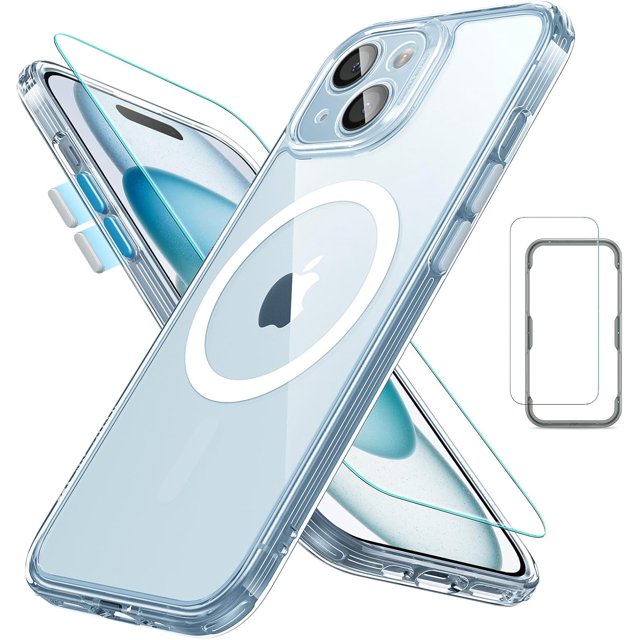 Pour iPhone 16 Pro Max Étui, Compatible avec MagSafe, Protection Antichoc de Qualité Militaire, Étui Magnétique pour iPhone 16 Pro Max, Étui Hybride Classique (HaloLock), Clair, Ensemble Bleu Clair