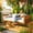 Teak, variant on Outdoor Porch Swing Bed, Twin Size Acacia Wood Hanging Daybed with Hemp Ropes, Minimalist Patio Swing Bed for Garden, Backyard, Deck, 350 lbs Capacity (Black)