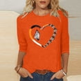 thumbnail image 1 of Openpig Hauts Orange pour Femmes Manches 3/4 Coupe Ample Col Rond Décontracté Chic, 1 of 5