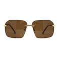 thumbnail image 2 of Mens Luxury Rimless Pimp Baller Rectangle Sunglasses Gold Brown, 2 of 4