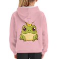 thumbnail image 6 of Xoenoiee Long Sleeve Hoodies Cartoon Frog Pink Pattern Pullover Sweatshirt Hooded Sportwear for Kids with Front Kangaroo Pocket Fall Winter Clothing, M, 6 of 7