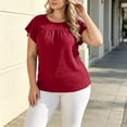 thumbnail image 4 of Tqcoqu Plus Size Tops for Women Summer 2026 Short Sleeve Shirts Tunics Round Neck Casual Loose Blouses,Wine Women's L-XXXXL, 4 of 6