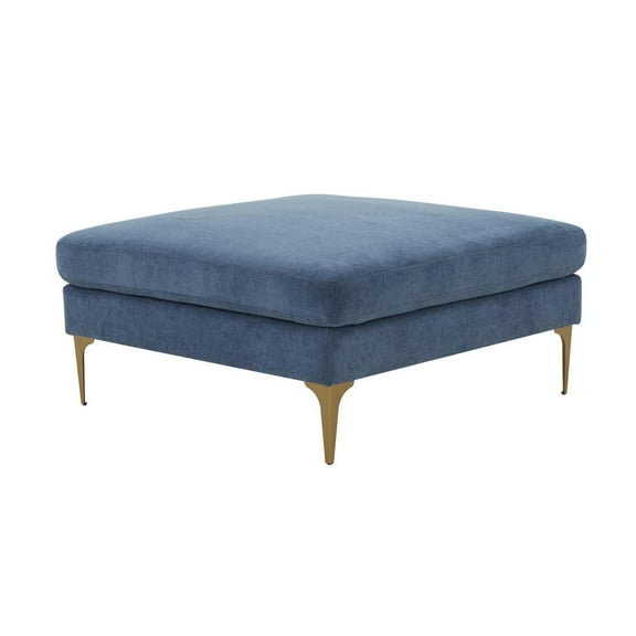 TOV Furniture Serena Blue Velvet Ottoman