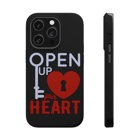 DistinctInk Tough Case for Apple iPhone 15 PRO (6.1" Screen), Compatible with MagSafe Charging - Open Up Your Heart