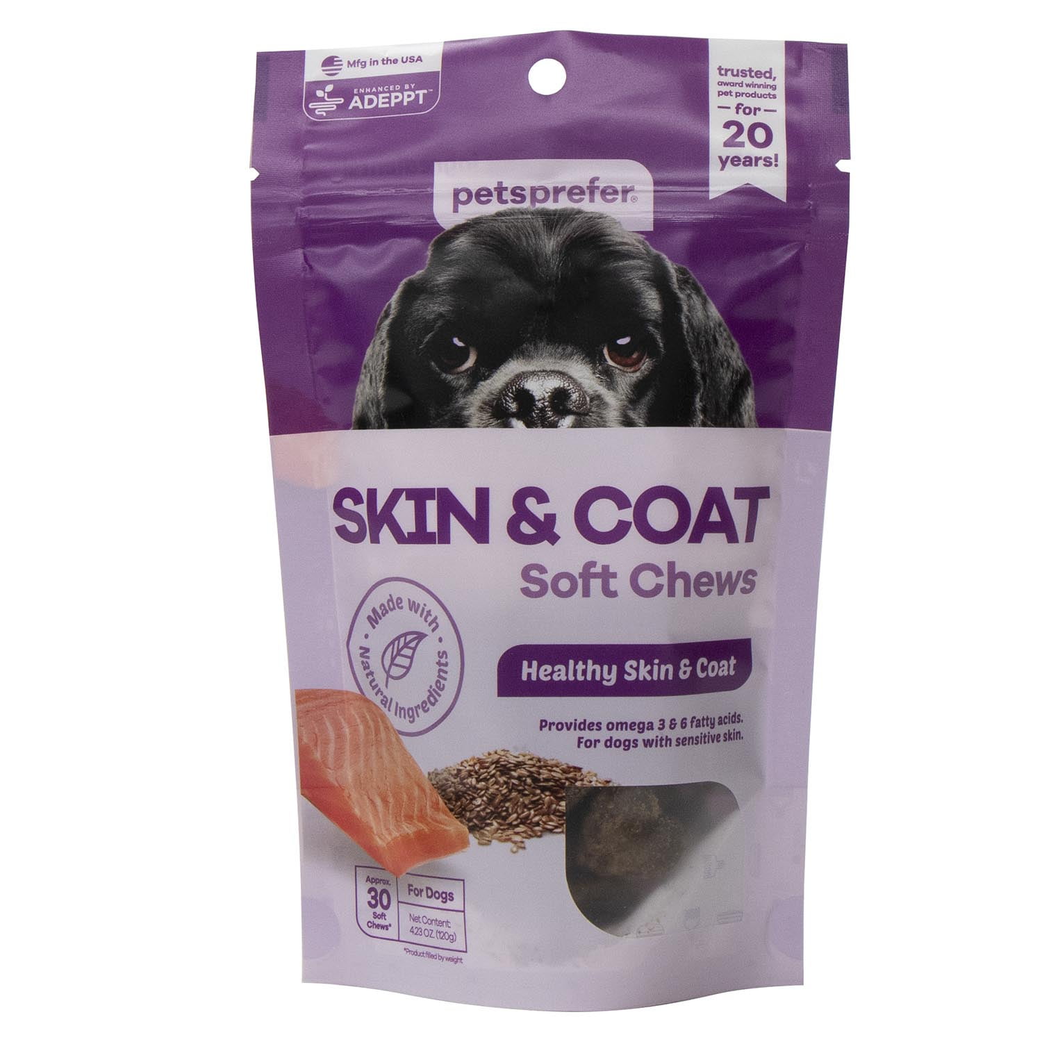 Pets Prefer Skin & Coat Soft Dog Chews (30-Count)