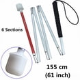 thumbnail image 3 of Bastón plegable de aluminio blanco para personas ciegas y con discapacidad visual (6 secciones plegables) (155 cm (61 pulgadas), mango negro), 3 of 5