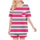 thumbnail image 4 of Conjunto de Pijama de las Mujeres de Moda Casual Color Sólido Manga Corta Cuello Redondo Top Y Pantalones, 4 of 6