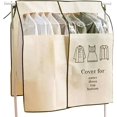thumbnail image 1 of Organisateur de Garde-Robe, Sac à Vêtements en Tissu Non Tissé Résistant à l'Humidité, Rangement Suspendu Transparent, Pliable et Installation Facile pour Protection des Vêtements (Beige), 1 of 5