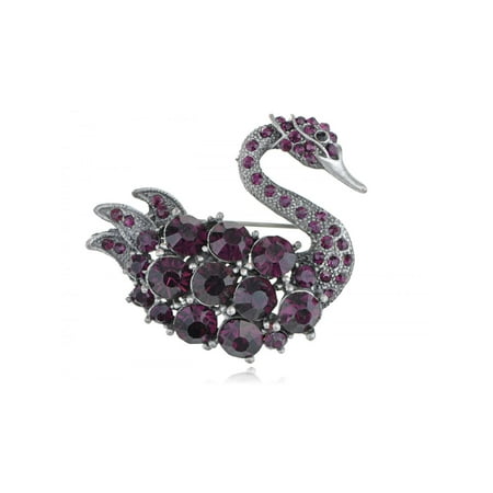 - Purple Crystal Rhinestone Austrian Swan Bird Fashion Jewelry Custom Pin Brooch
