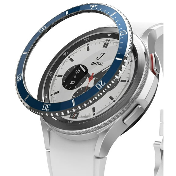 Ringke Bezel Styling Compatible with Samsung Galaxy Watch 4 Classic 42mm, Adhesive Frame Ring Cover Anti Scratch [Stainless Steel] Protection - 42-101 (CE ST) Blue   Silver