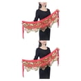 thumbnail image 3 of Qarigey Cadena de la cintura de la danza del vientre Lentejuelas colgantes portátiles Borlas Moneda Bufanda de la cadera Ropa de baile de moda Rojo 2piezas, 3 of 6