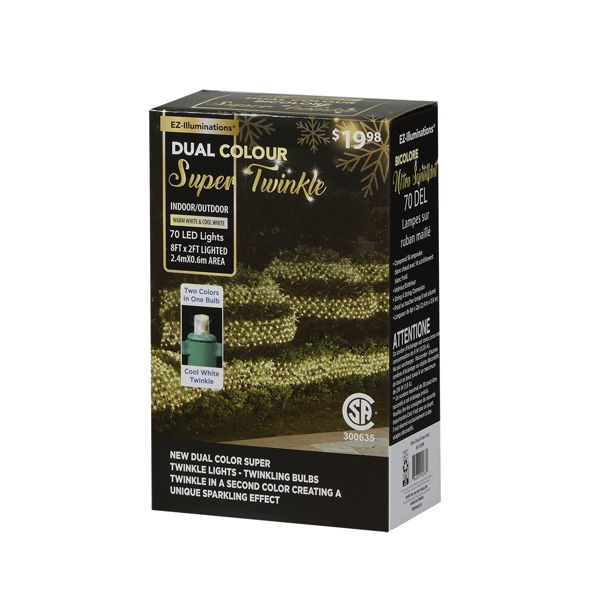 EZ-Illuminations 8'x2' 70-Count LED Ribbon Lights, Warm White with Cool White Flicker