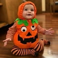 thumbnail image 2 of Newborn Baby Pumpkin Costumes Infant Toddler Halloween Outfit Baby Boy Girl Hooded Romper Bodysuit Cosplay Clothes, 2 of 7