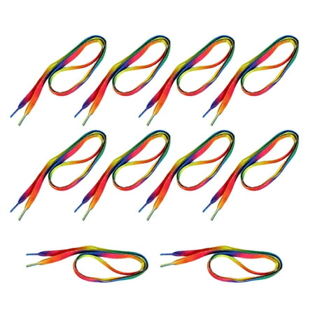 

10 Pairs 120CM Shoelaces Rainbow Gradient Colorful Shoe Laces Flat Shoestrings for Shoes Sneakers (Coloful)