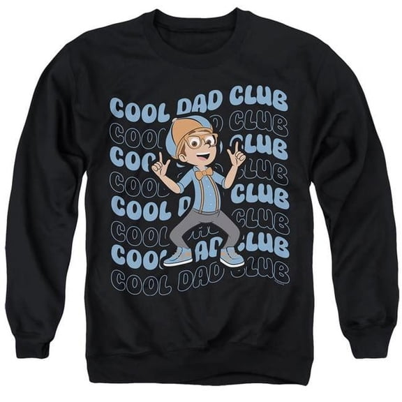 Trevco Sportswear BLIP115-AS-1 Blippi Cool Dad Club Adult Crewneck Sweatshirt, Black - Small