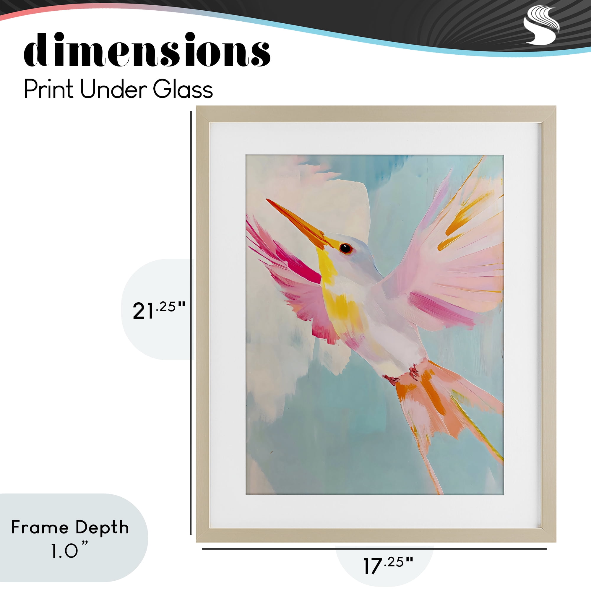 Stupell Industries Pastel Hummingbird Soaring Birch Framed Print Under Glass, design by The Prints Vibe